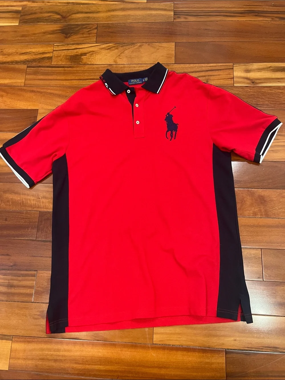 Polo by Ralph Lauren Red Polo with Black Side Panels Men’s LGTL